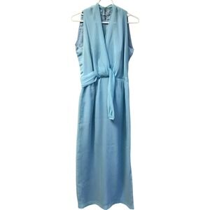 Cardigan Wrap Tie Dress Set Womens Size S/M‎ Blue Pleated Sequin Open Front